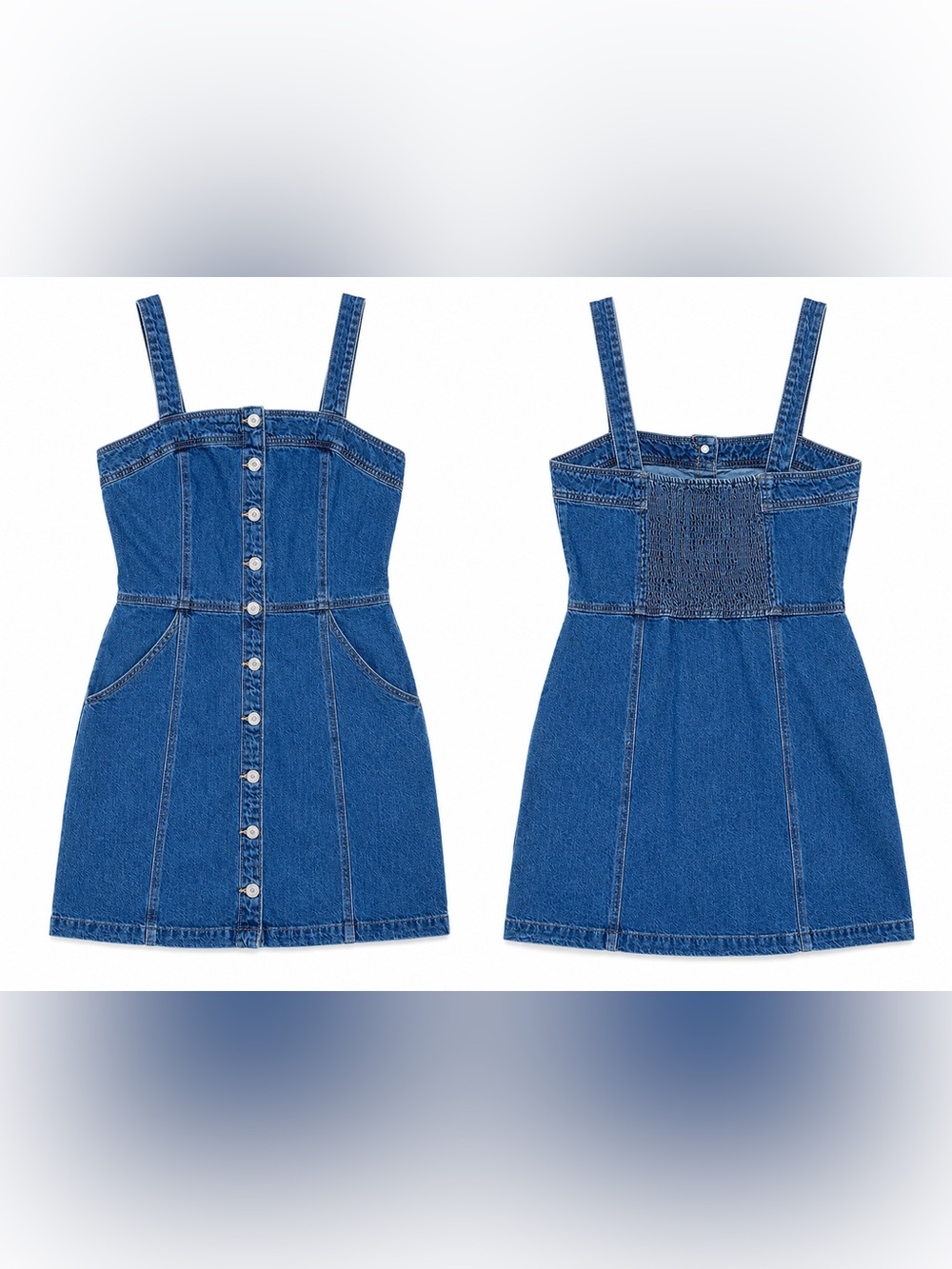 Levi’s Denim Button Front Mini Dress | Size Medium | Adjustable Straps